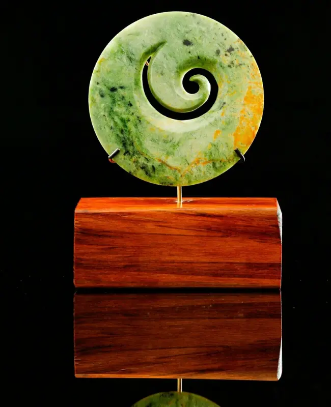 Koru Spiral on Wooden Stand