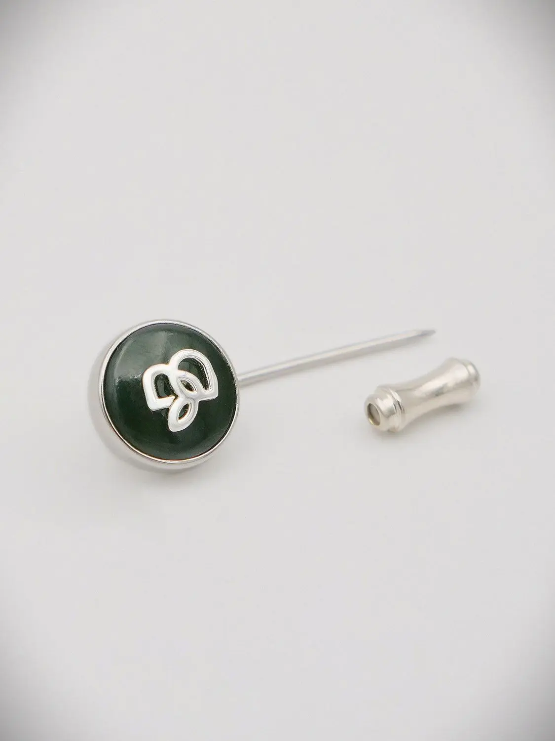 BrainTree silver and greenstone pin